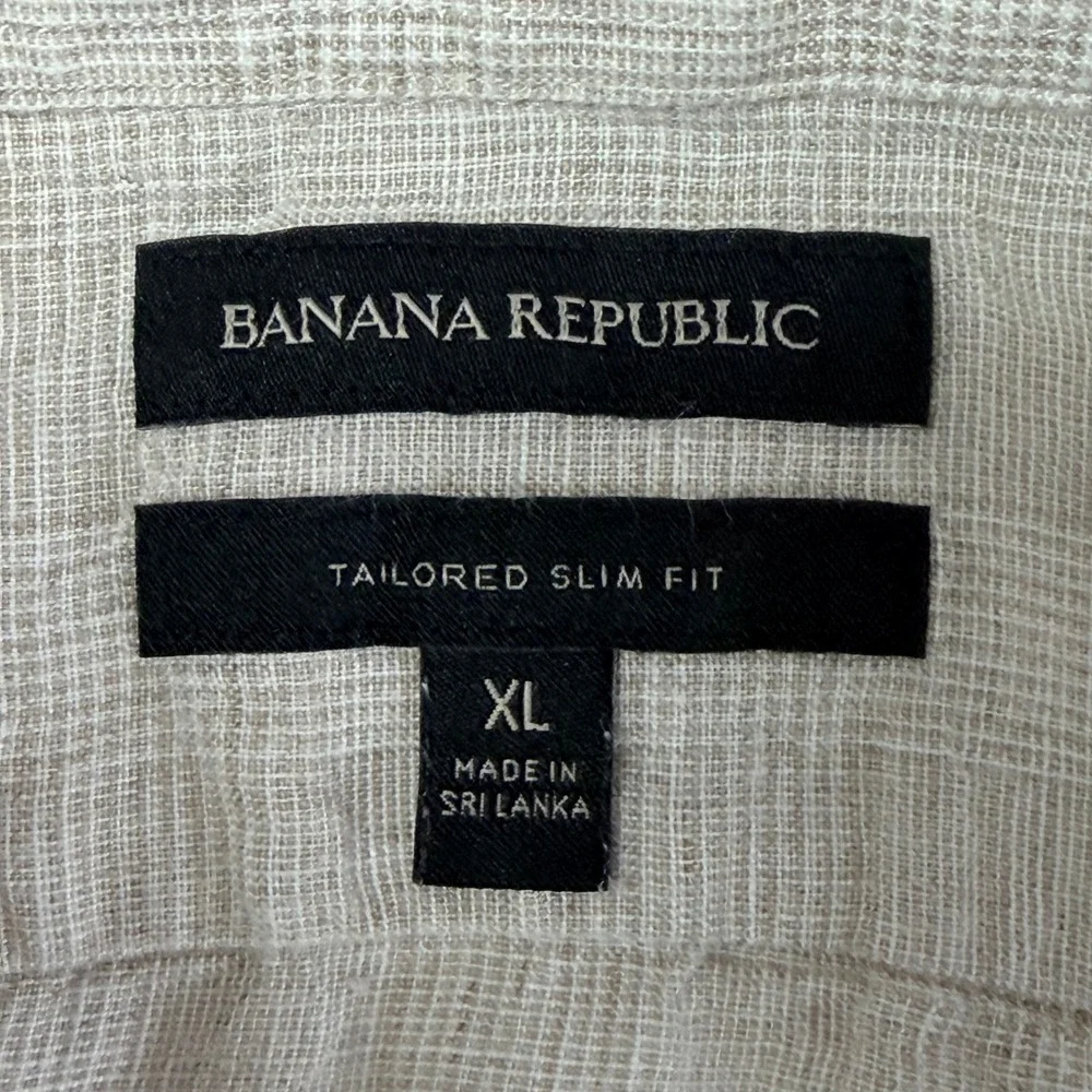 Banana Republic 100% Linen Tailored Slim Fit Shirt Button Up Coastal Beige  XL